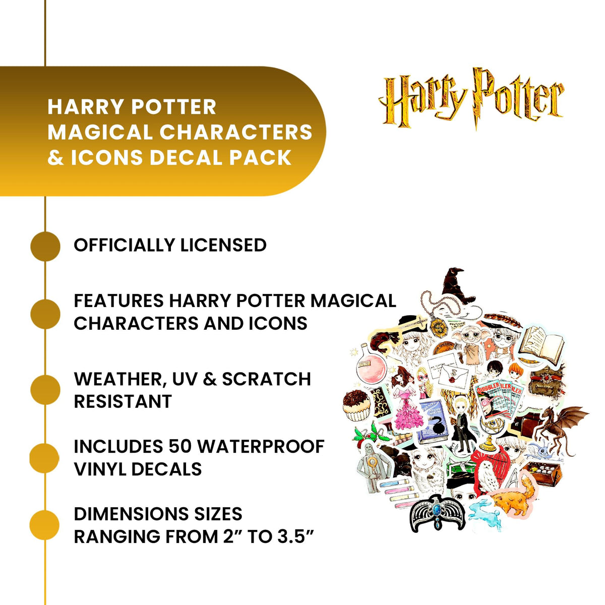 Harry Potter Magical Characters & Icons Vinyl Decal 50-Pack