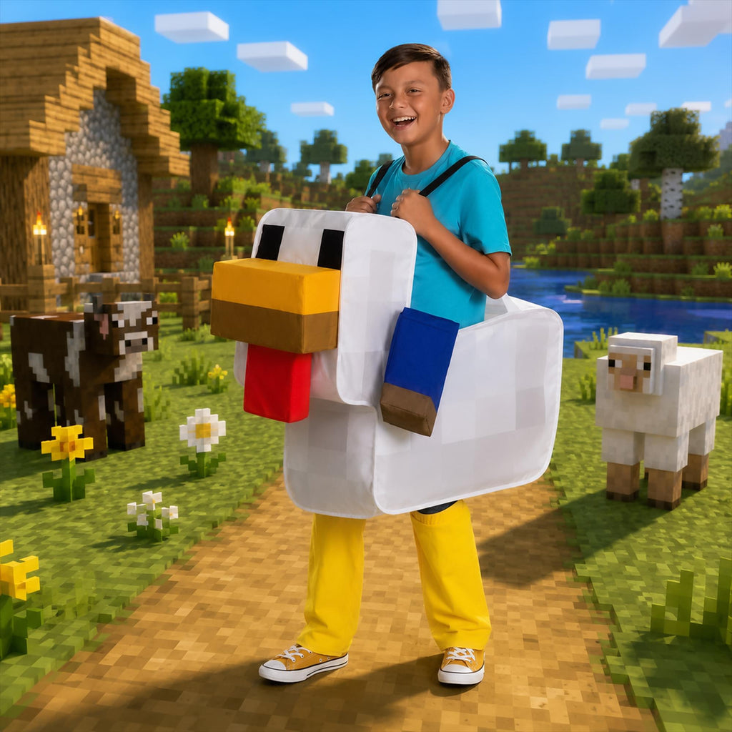 Minecraft Chicken Jockey Ride-On Child Costume | Unisize 8+