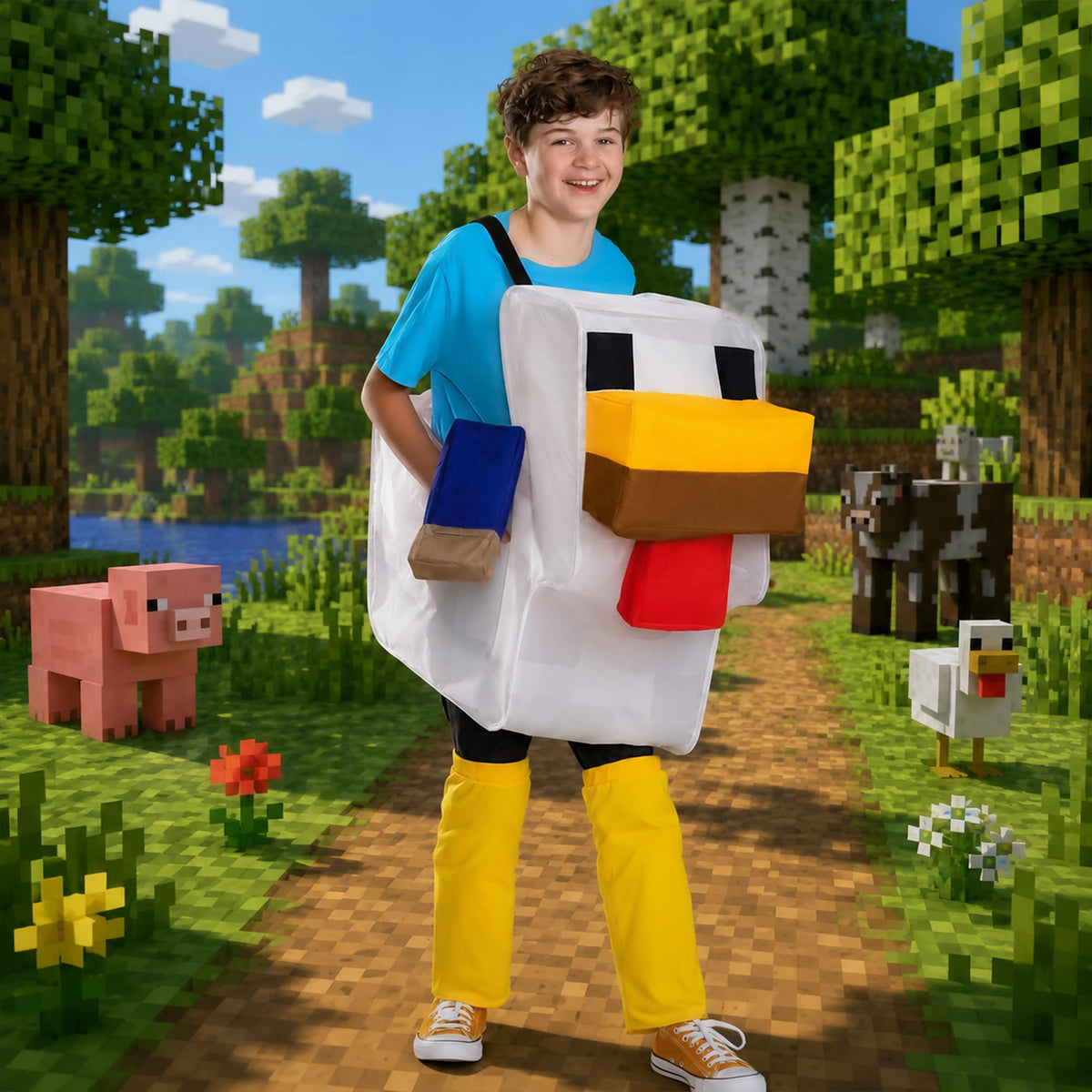 Minecraft Chicken Jockey Ride-On Child Costume | Unisize 8+