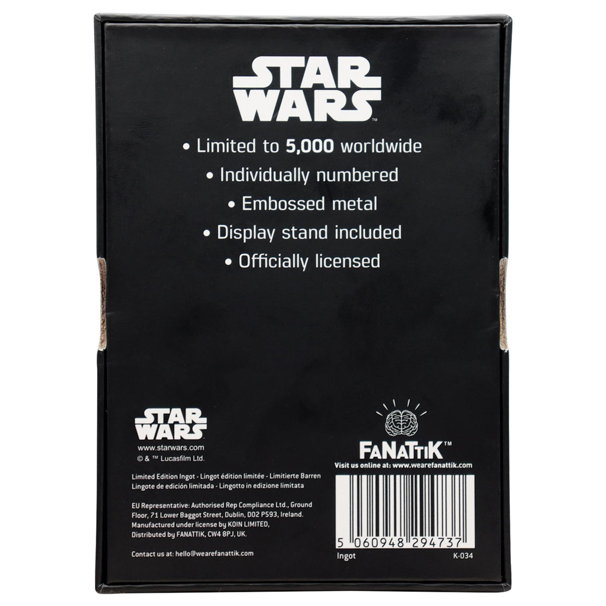 Star Wars Lando Calrissian Limited Edition Embossed Metal Ingot