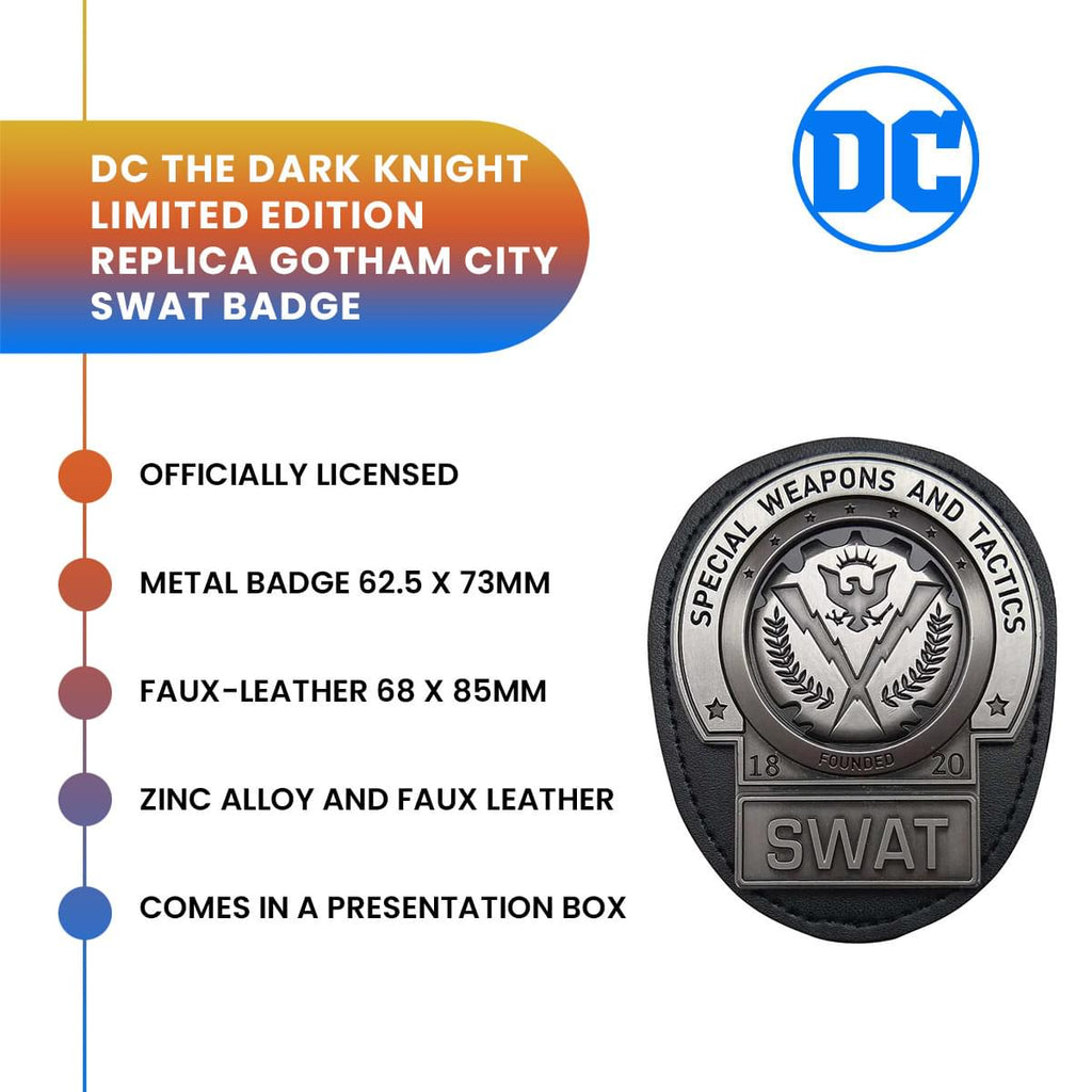 DC Dark Knight Trilogy Gotham City SWAT Badge Limited Edition Metal Replica