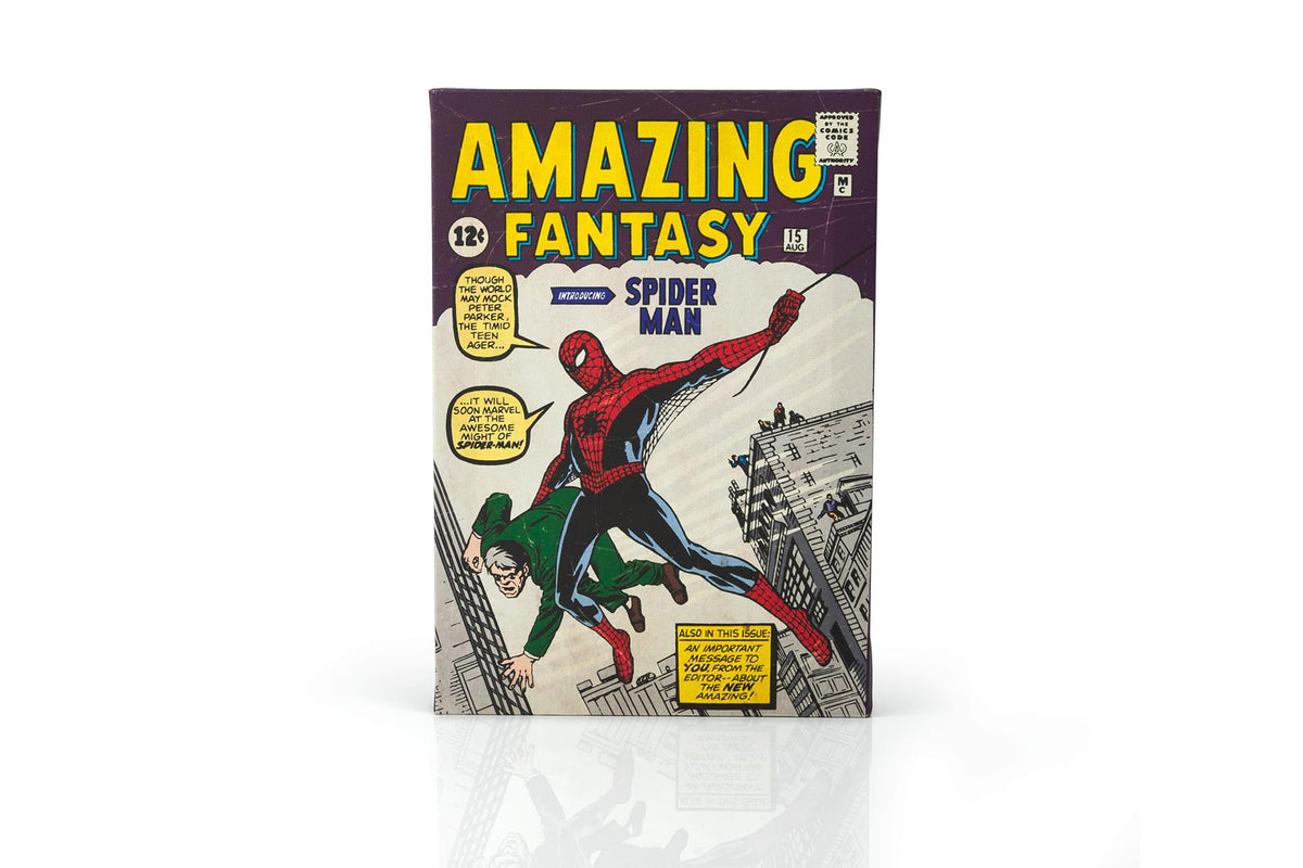 Marvel Comics Spider-Man Amazing Fantasy #15 Comic Book Canvas | 9 x 5 Inches