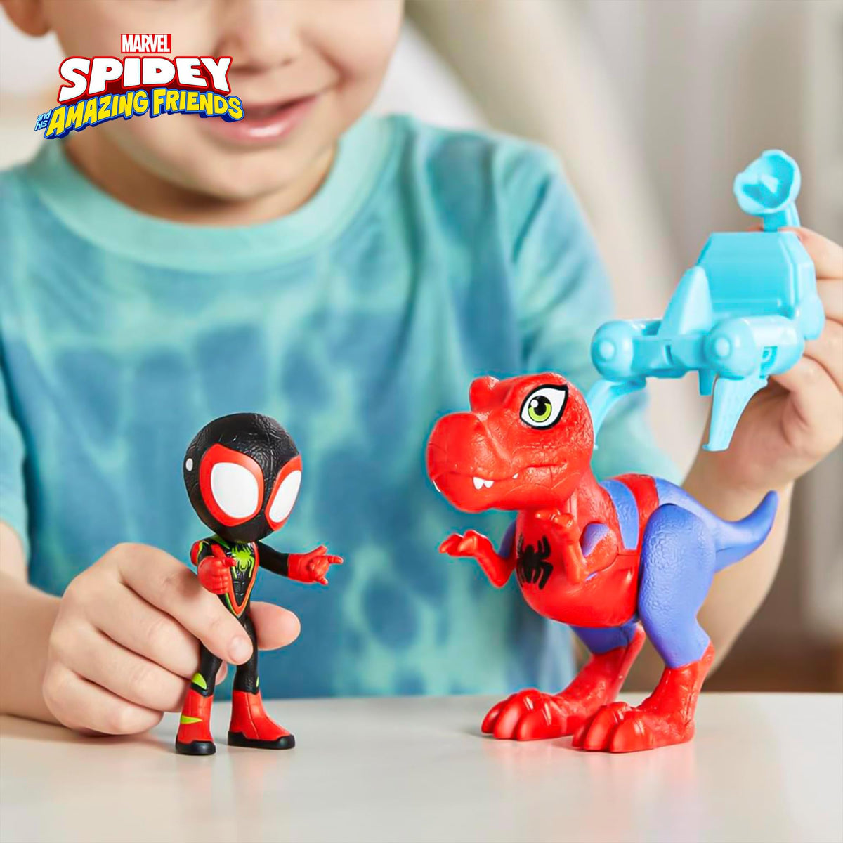 Marvel Spidey and Friends 4-Inch Dino-Webs Set | Spidey-Rex & Miles Morales