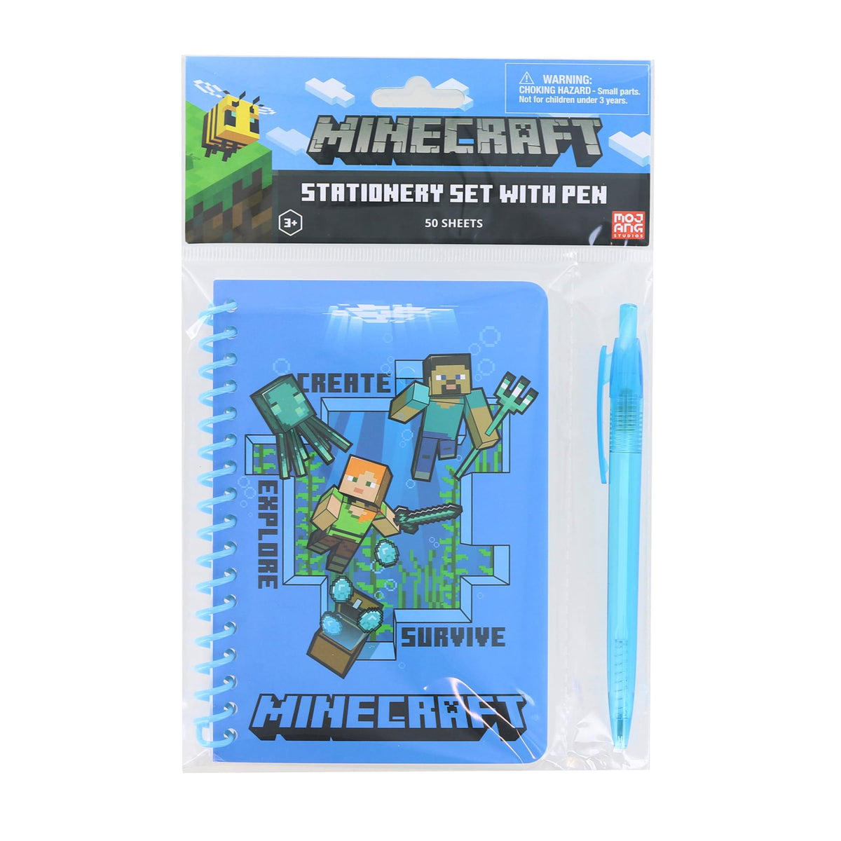 Minecraft Spiral Notebook with Pen | 50 Sheets