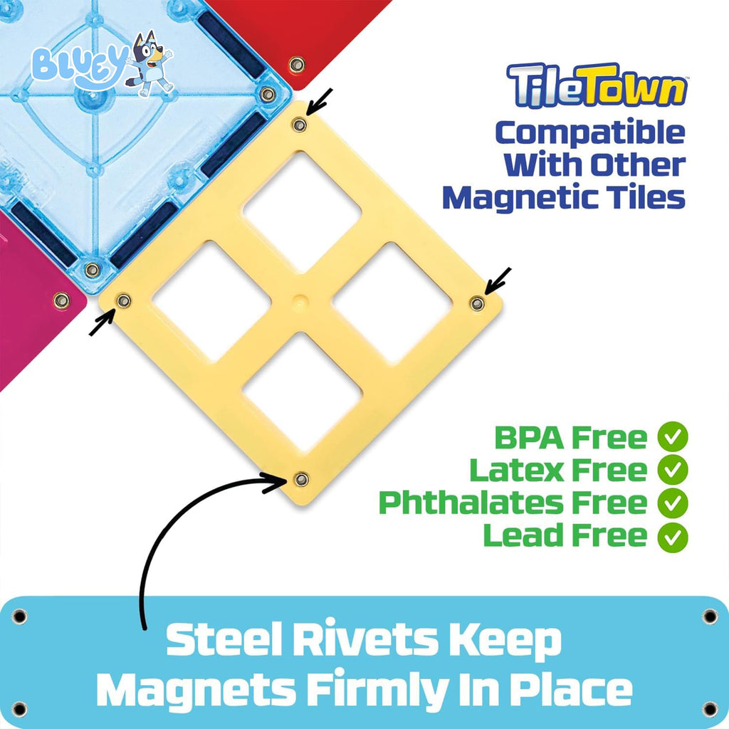 Bluey Heeler Family Home Tile Town 52-Piece Magnetic Tile Playset