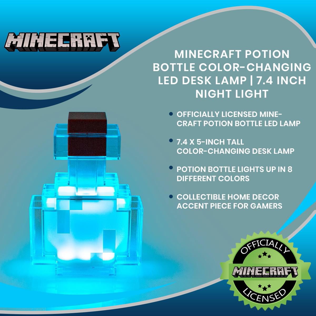 Minecraft Potion Bottle Color-Changing LED Mood Light | 7 Inches Tall