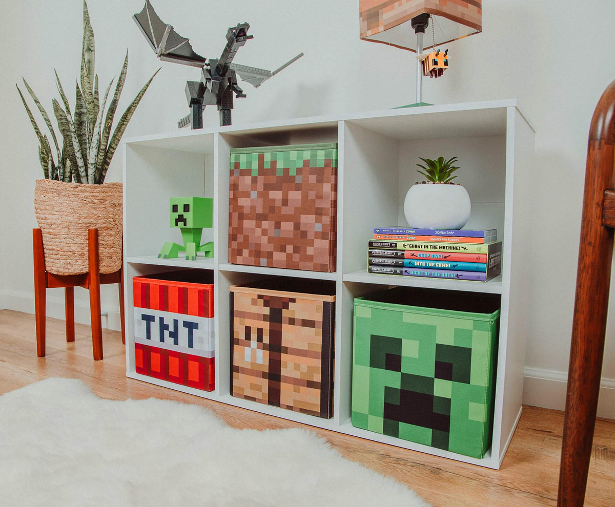 Minecraft 10-Inch Storage Bin Organizer Set | Creeper, TNT, Grass, Craft Table