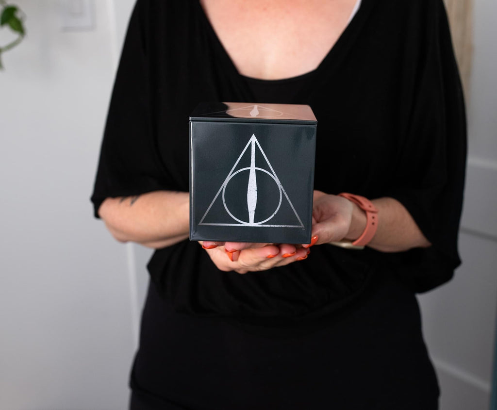 Harry Potter Deathly Hallows Tin Storage Box Cube Organizer with Lid | 4 Inches