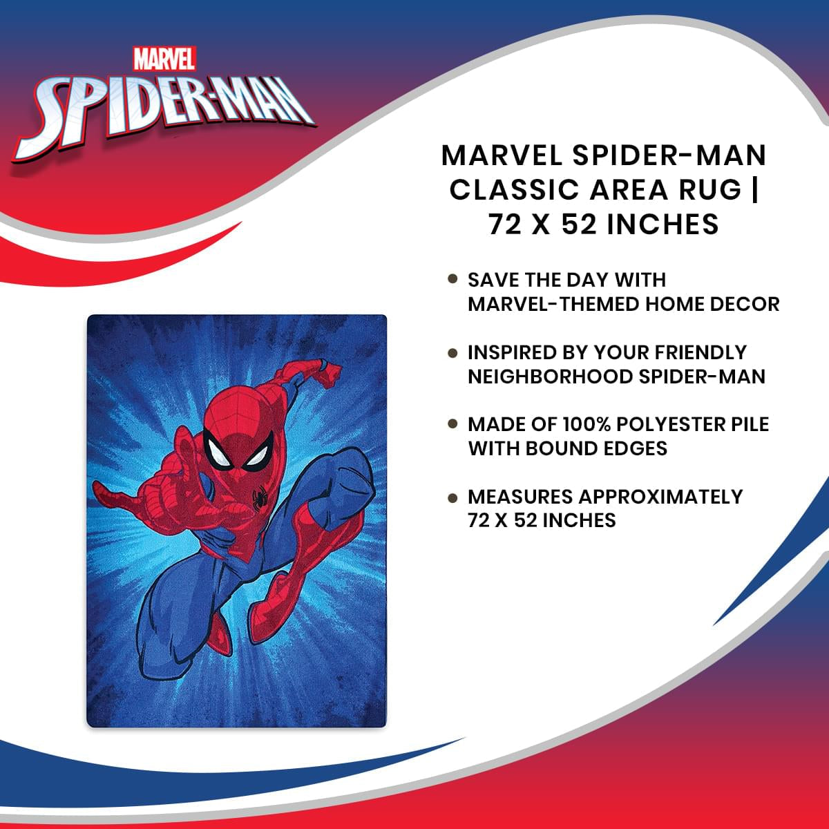 Marvel Spider-Man Classic Area Rug | 72 x 52 Inches