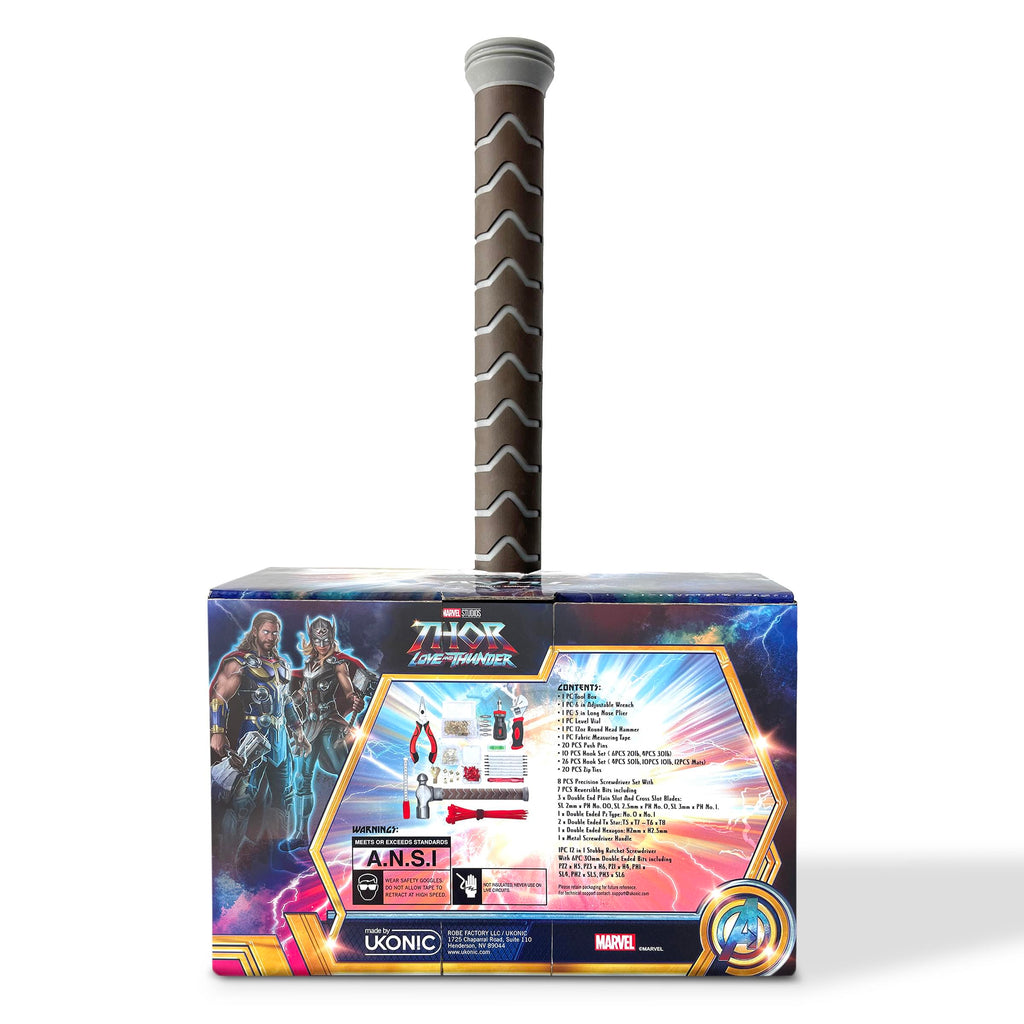 Marvel Mighty Thors Hammer Mjolnir 91-Piece Tool Set | All-In-One Kit