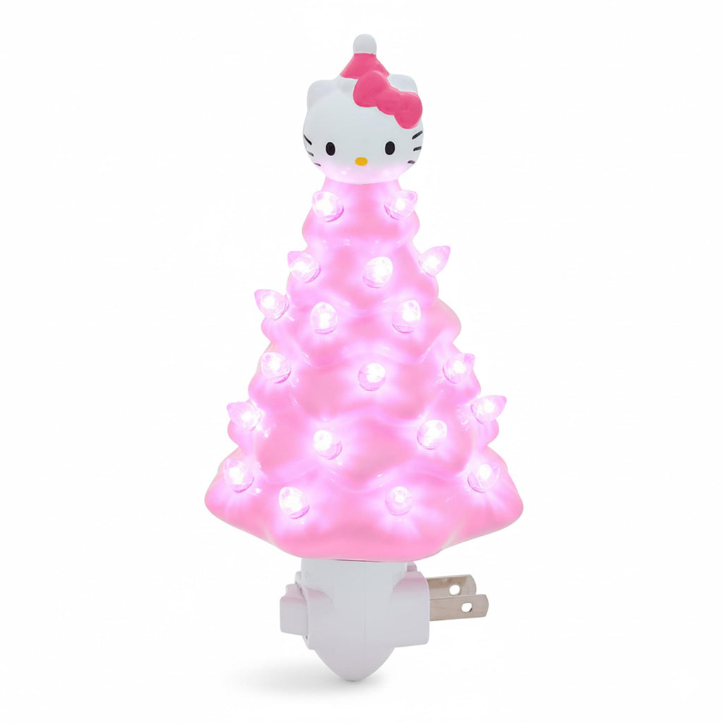 Sanrio Hello Kitty Pink 6-Inch Ceramic Christmas Tree Plug-In Nightlight