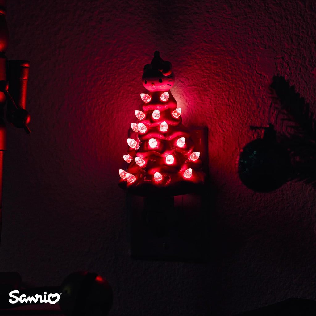 Sanrio Hello Kitty Pink 6-Inch Ceramic Christmas Tree Plug-In Nightlight