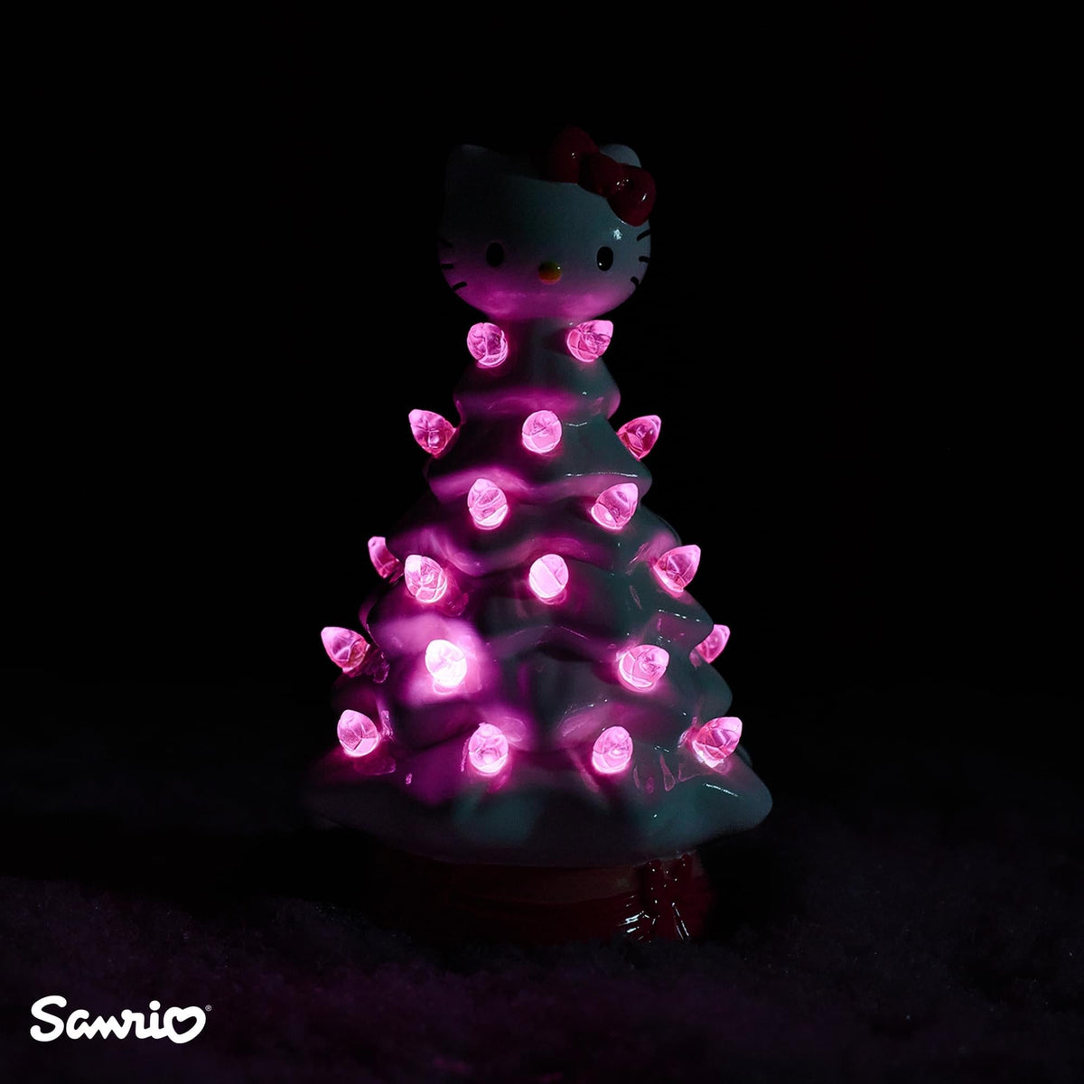 Sanrio Hello Kitty White Light-Up Ceramic Christmas Tree | 6 Inches Tall