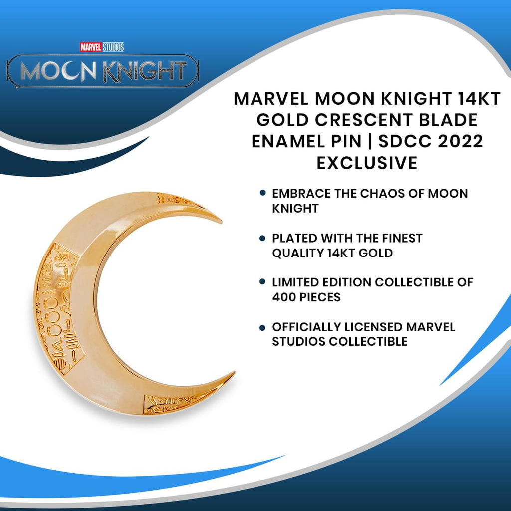 Marvel Moon Knight 14KT Gold Crescent Blade Metal Pin | SDCC 2022 Exclusive