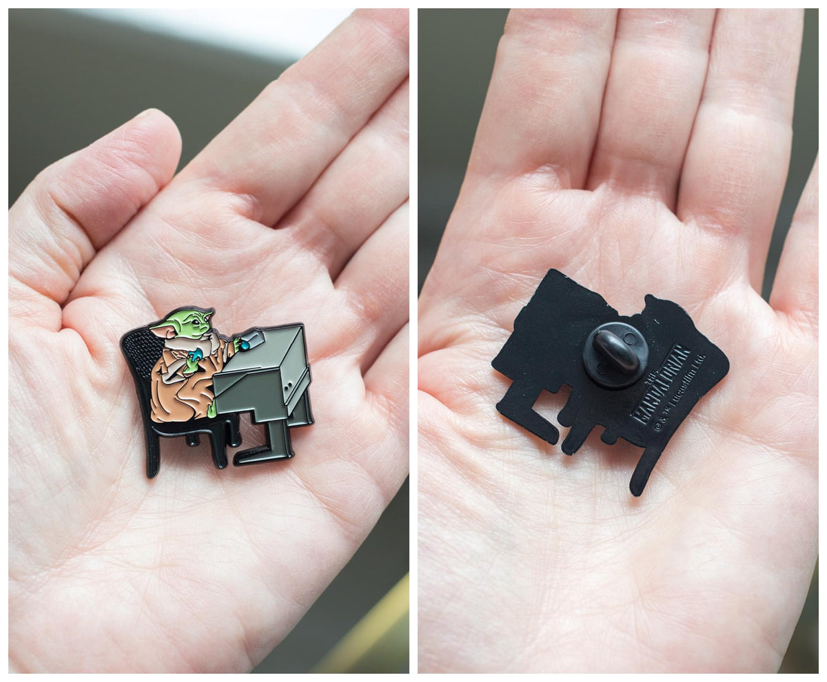 Star Wars: The Mandalorian Grogu Desk With Cookie Enamel Pin | Toynk Exclusive