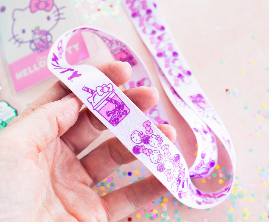 Sanrio Hello Kitty and Keroppi Boba Tea Lanyards With Badge Holders | Set of 2