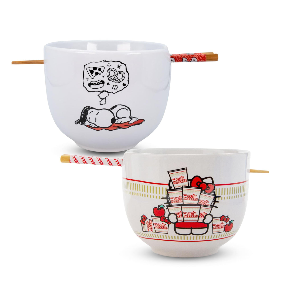 Back To School 20oz Ceramic Ramen Bowl and Chopsticks Set of 12