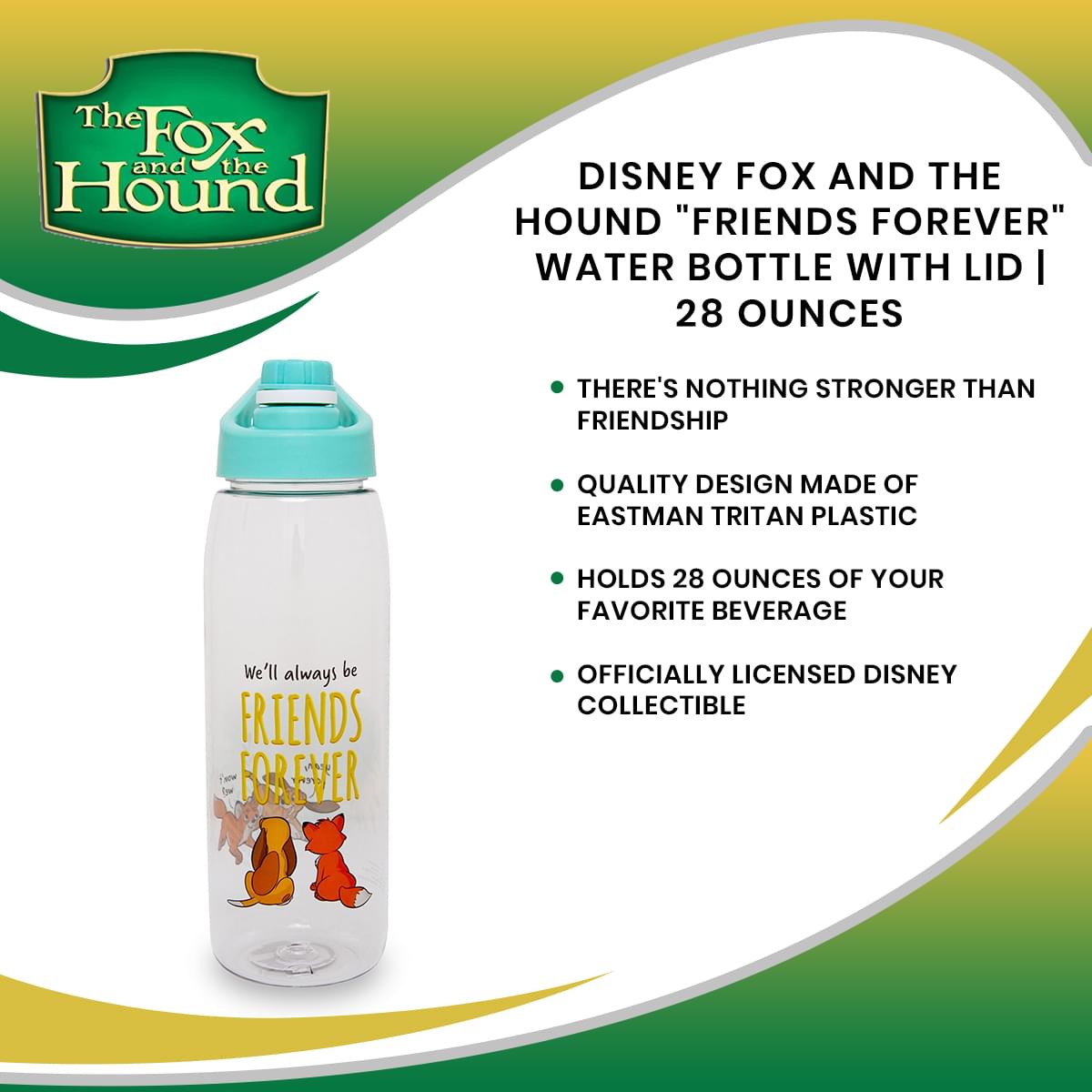 Disney Fox and the Hound "Friends Forever" Water Bottle with Lid | 28 Ounces