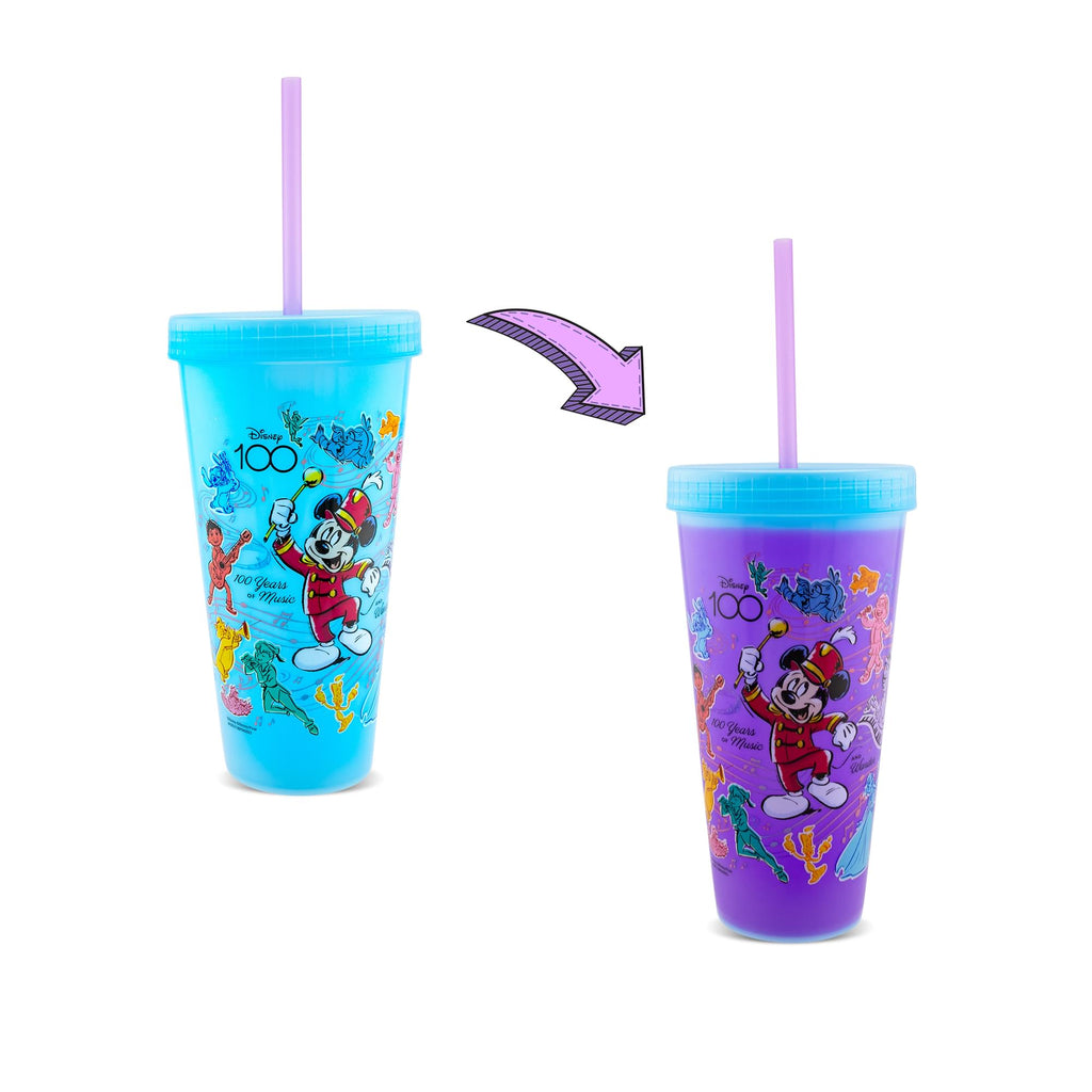 Disney 100 Mickey Mouse Color-Change Tumbler With Lid and Straw | Holds 20 Ounce