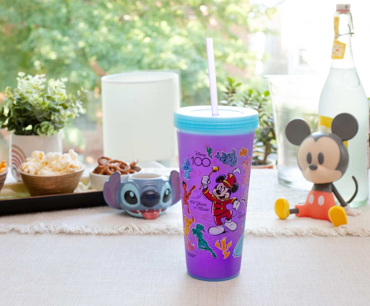 Disney 100 Mickey Mouse Color-Change Tumbler With Lid and Straw | Holds 20 Ounce