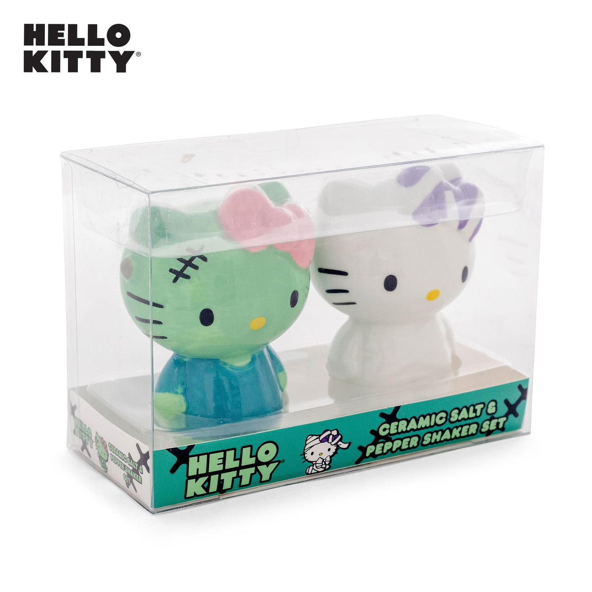 Sanrio Hello Kitty Mummy and Frankenstein Ceramic Salt and Pepper Shaker Set