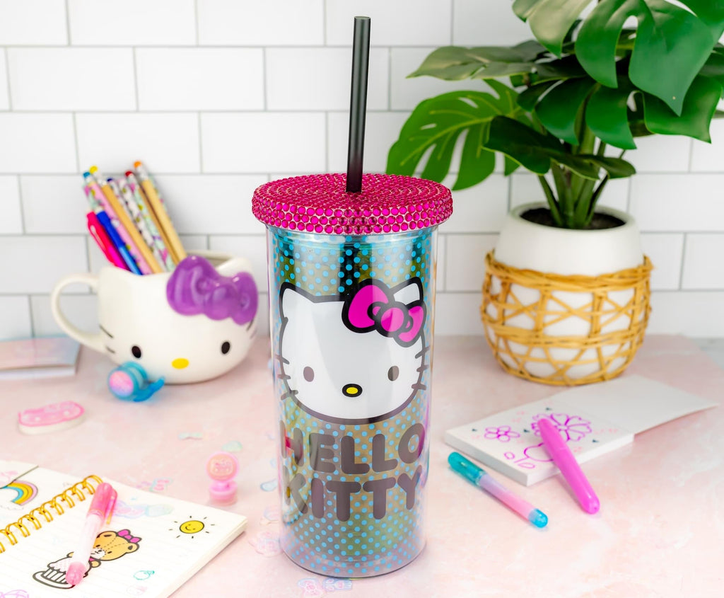 Sanrio Hello Kitty Polka Dots Carnival Cup With Lid and Straw | Holds 20 Ounces