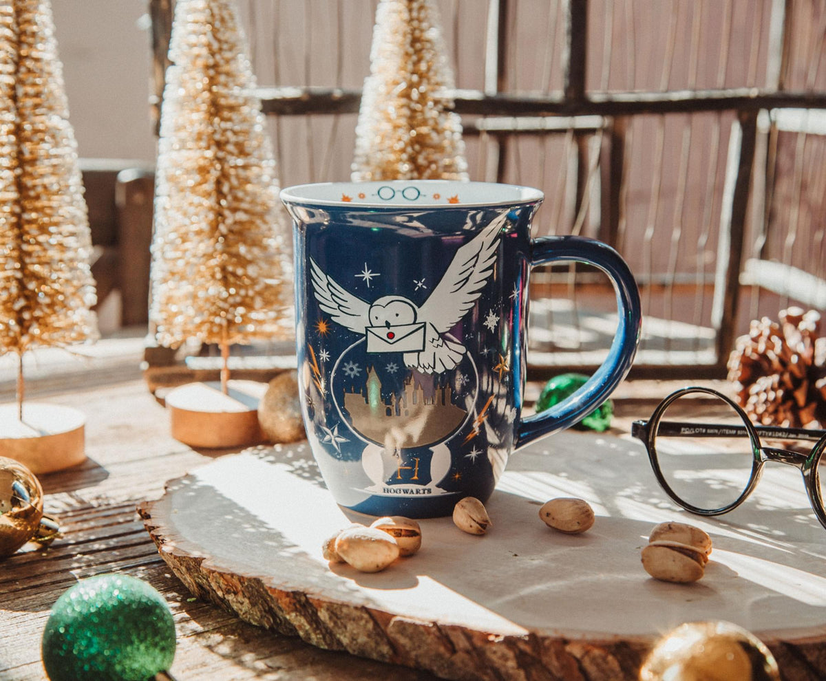 Harry Potter Hogwarts Christmas Wide Rim Ceramic Mug | Holds 16 Ounces