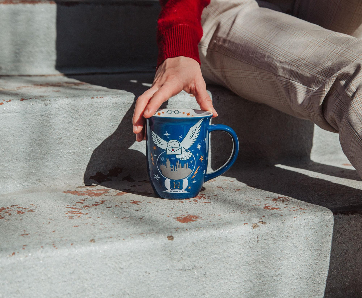 Harry Potter Hogwarts Christmas Wide Rim Ceramic Mug | Holds 16 Ounces