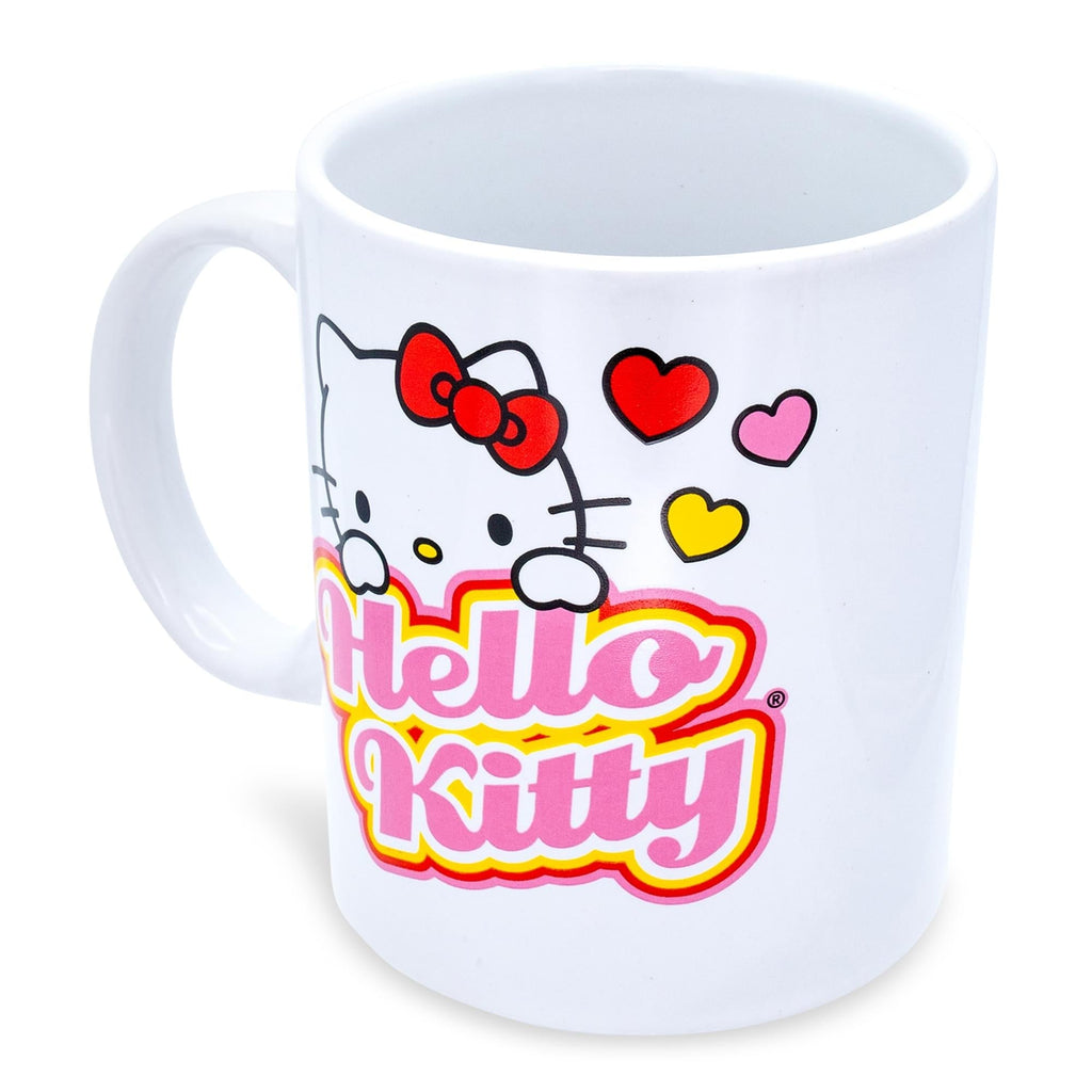 Sanrio Hello Kitty Peek-A-Boo Hearts Ceramic Mug | Holds 12 Ounces