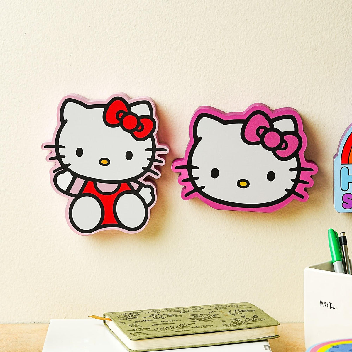Sanrio Hello Kitty Waving Die-Cut Wooden Wall Art Sign | 8 x 7 Inches