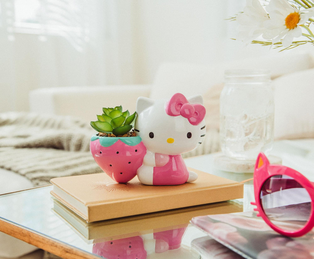 Sanrio Hello Kitty Strawberry 5-Inch Planter With Artificial Succulent