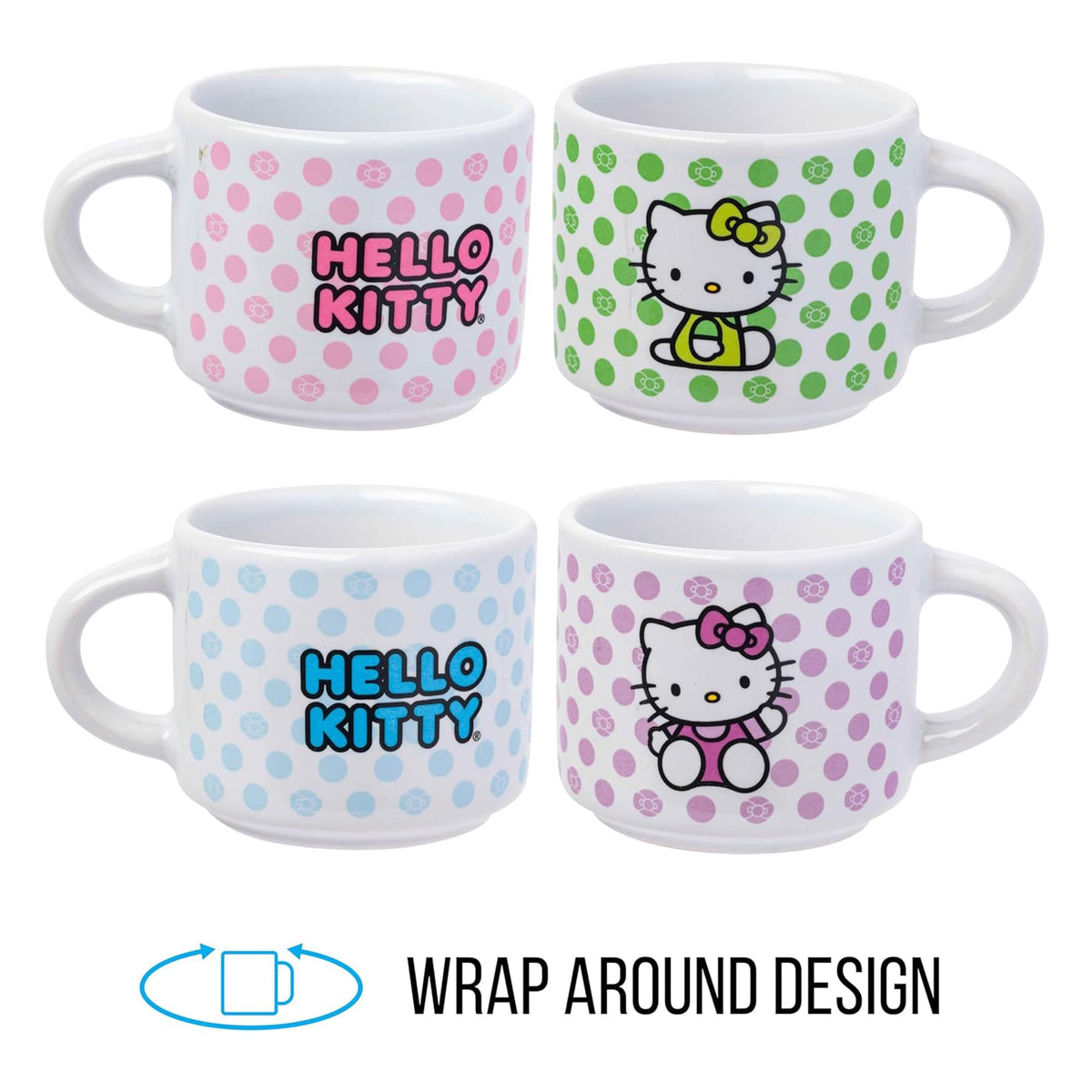 Sanrio Hello Kitty Polka Dots 3oz Stackable Mug Set of 4