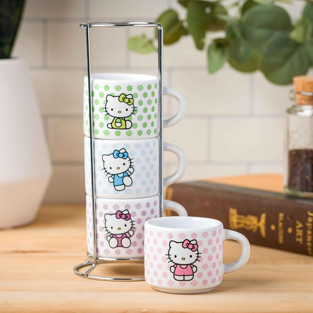 Sanrio Hello Kitty Polka Dots 3oz Stackable Mug Set of 4