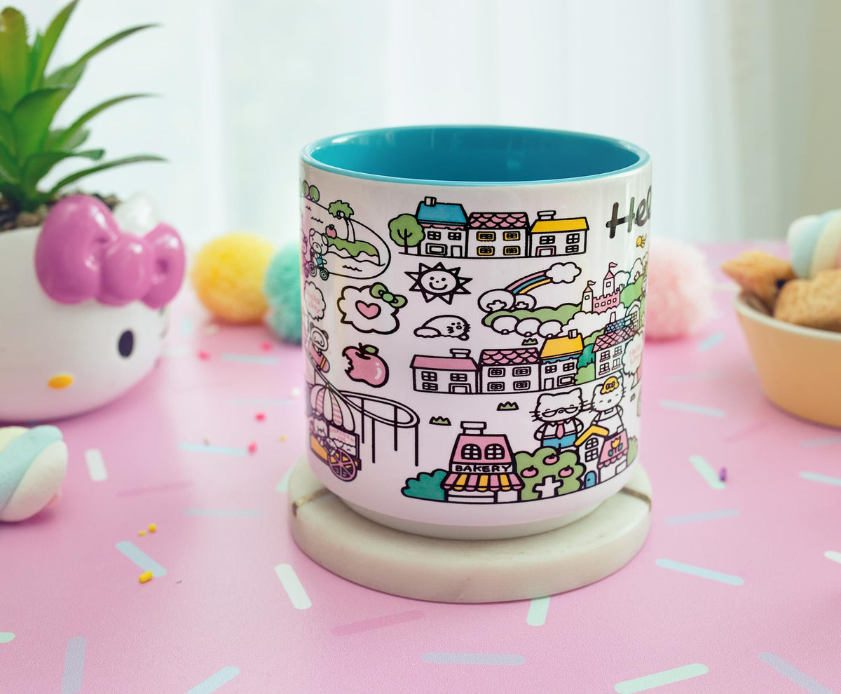 Sanrio Hello Kitty Pink Map Ceramic Mug | Holds 13 Ounces