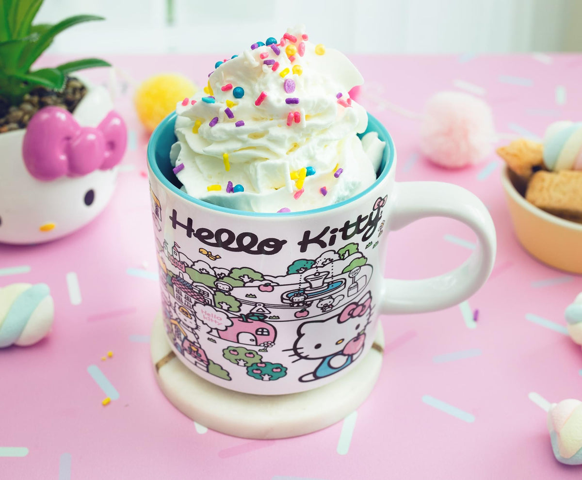 Sanrio Hello Kitty Pink Map Ceramic Mug | Holds 13 Ounces