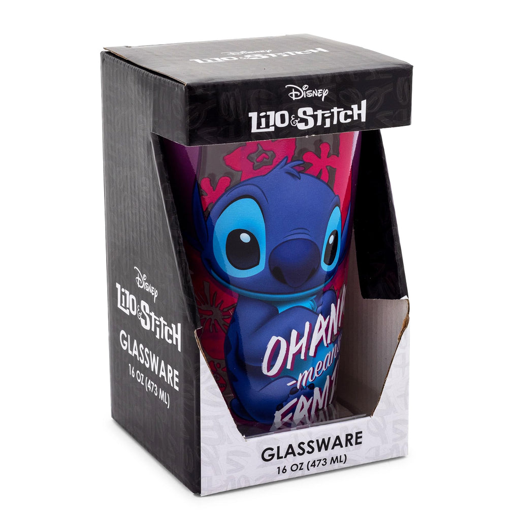 Disney Lilo & Stitch "Ohana Means Family" Pint Glass | Holds 16 Ounces