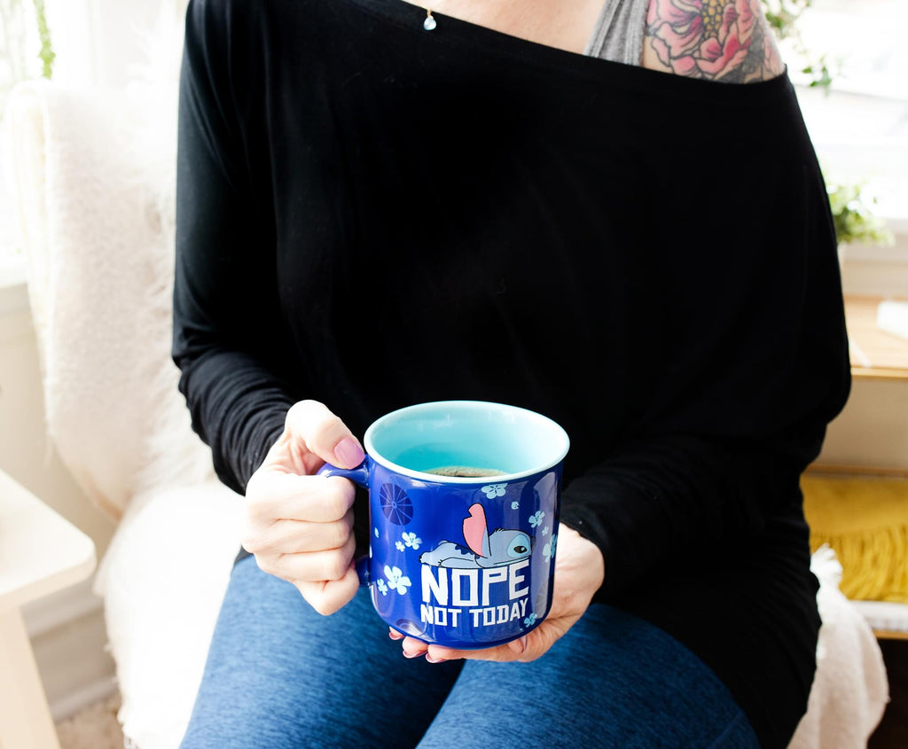 Disney Lilo & Stitch "Nope Not Today" Ceramic Camper Mug | Holds 20 Ounces
