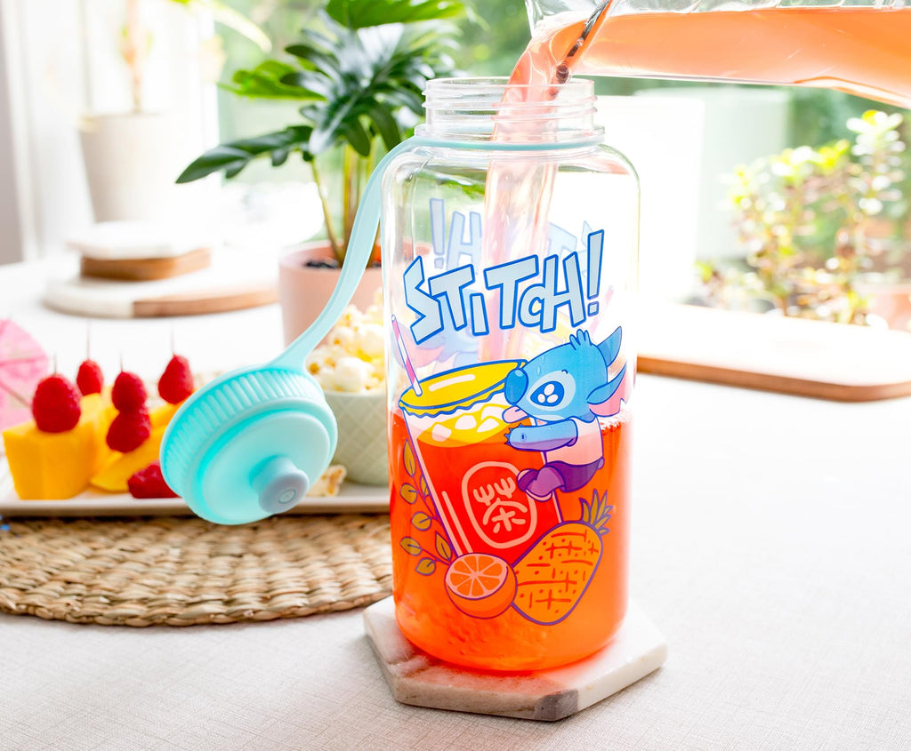 Disney Lilo & Stitch Bubble Tea Water Bottle With Sports Cap | Holds 34 Ounces