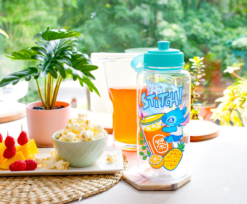 Disney Lilo & Stitch Bubble Tea Water Bottle With Sports Cap | Holds 34 Ounces