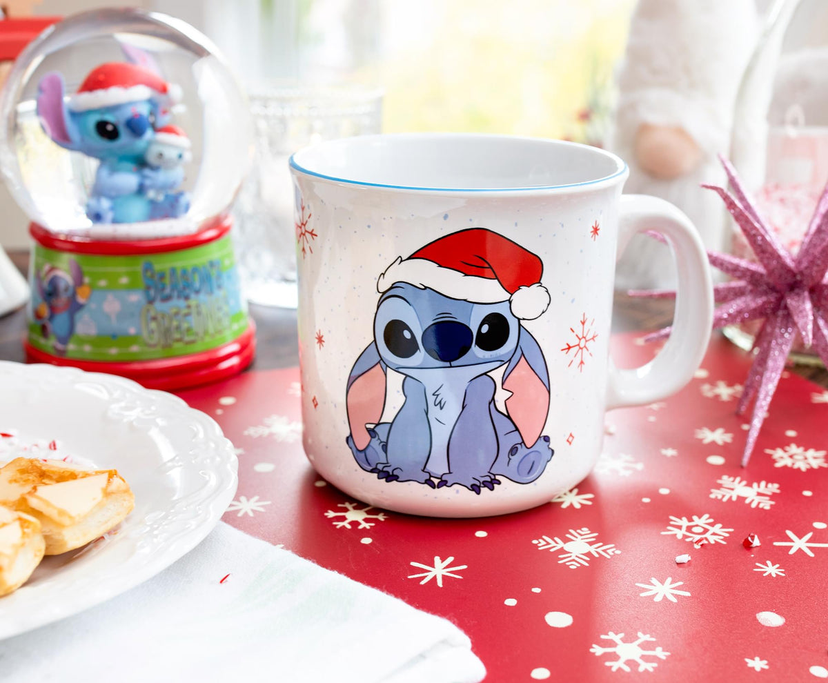 Disney Lilo & Stitch Santa Hat Ceramic Camper Mug | Holds 20 Ounces
