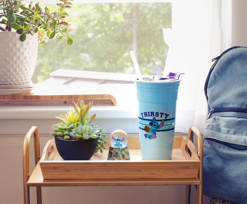 Disney Lilo & Stitch "Thirsty" Tumbler With Lid and Straw | Holds 32 Ounces