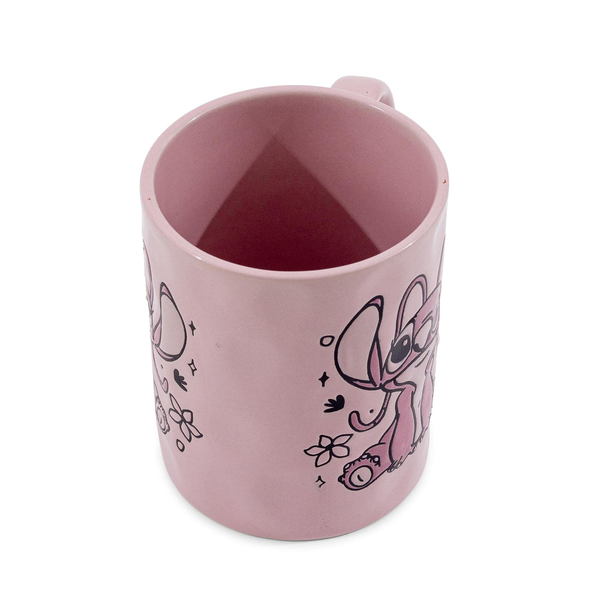 Disney Lilo & Stitch Angel Floral Ceramic Pottery Mug | Holds 17 Ounces