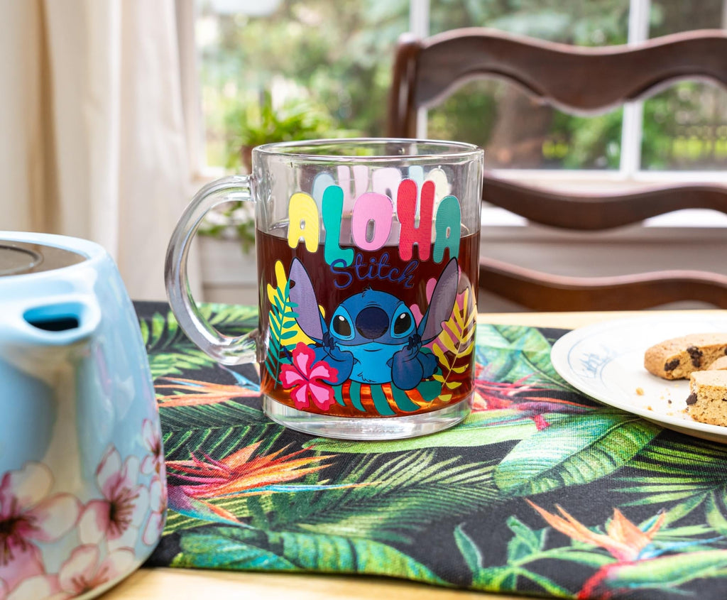 Disney Lilo & Stitch "Aloha" 18-Ounce Glass Coffee Mug