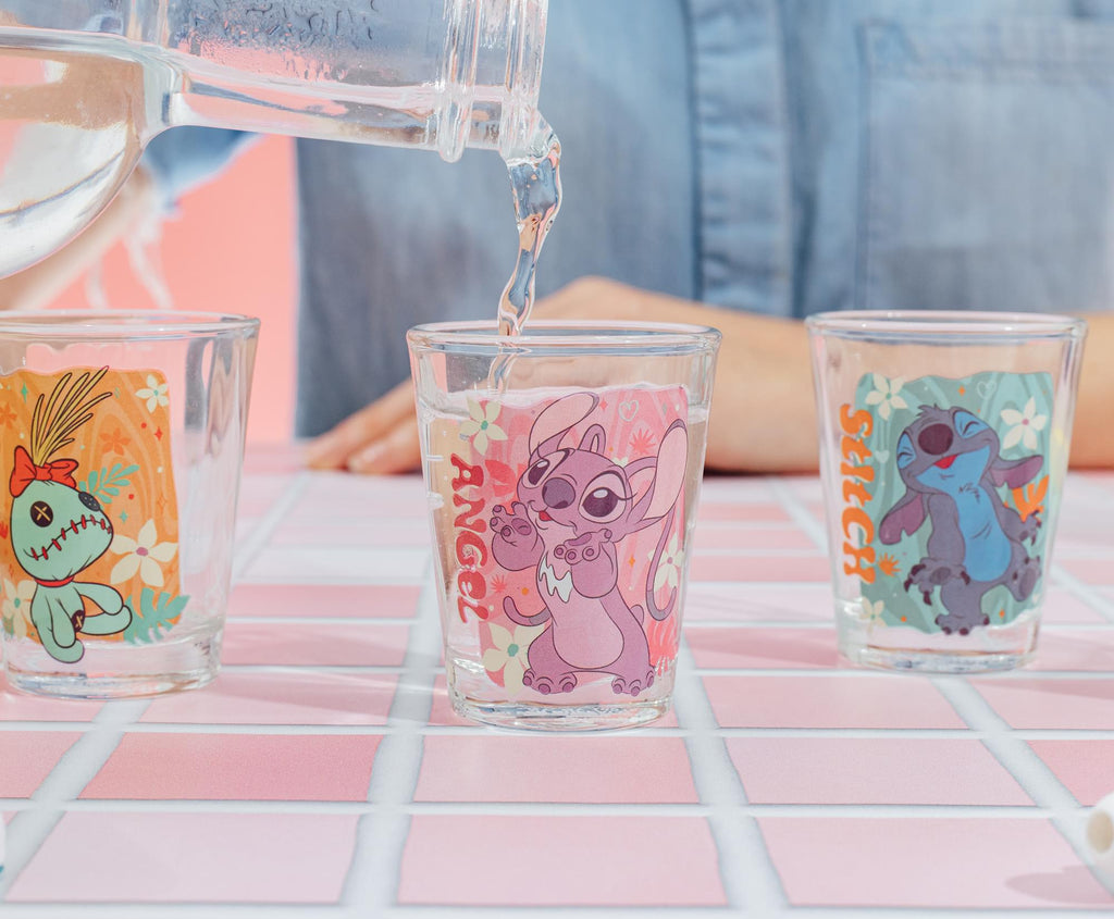 Disney Lilo & Stitch Tropical Characters 2-Ounce Mini Shot Glasses | Set of 4