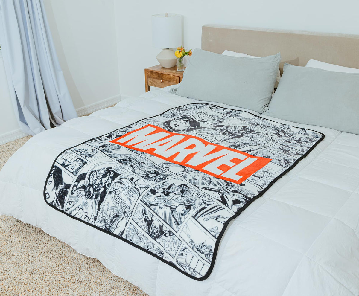 Marvel Comics Avengers Comic Panels Fleece Throw Blanket | 45 x 60 Inches