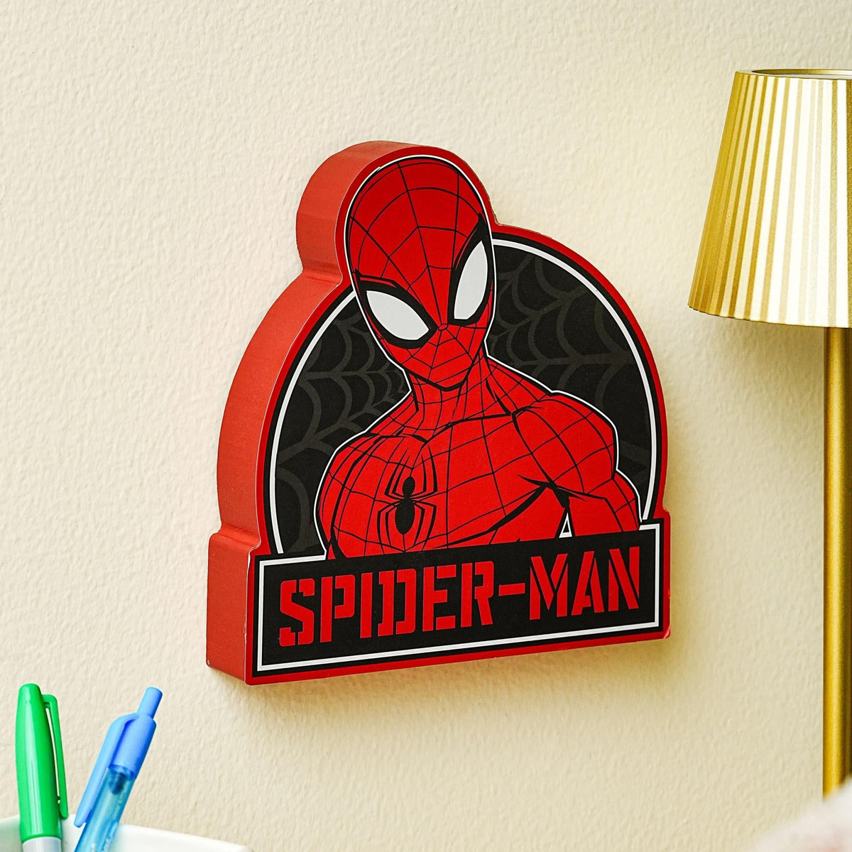 Marvel Spider-Man Die-Cut Wooden Wall Art Sign | 8 x 7 Inches