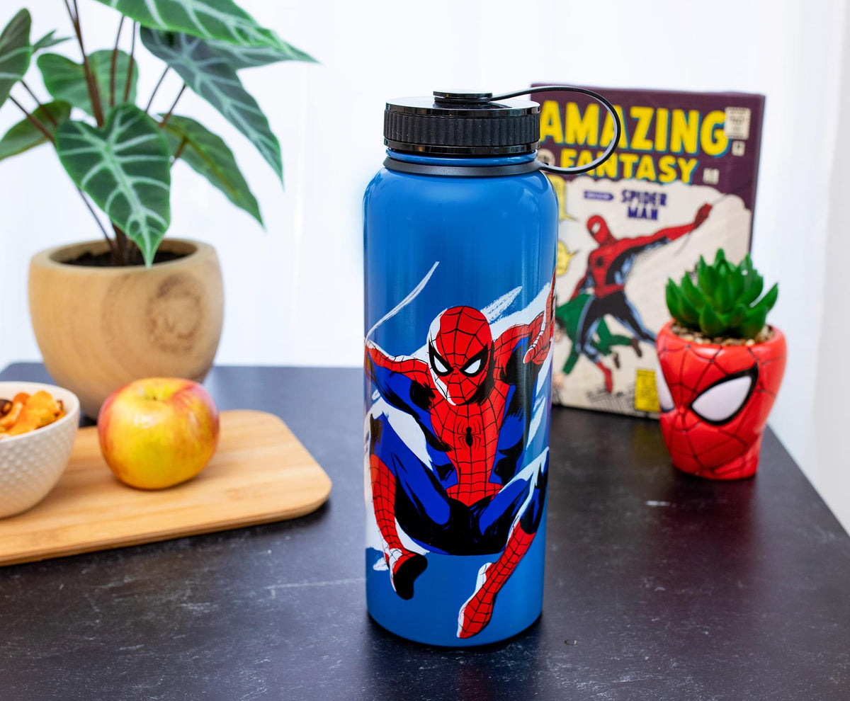 Marvel Comics Spider-Man Stainless Steel Water Bottle | Holds 42 Ounces