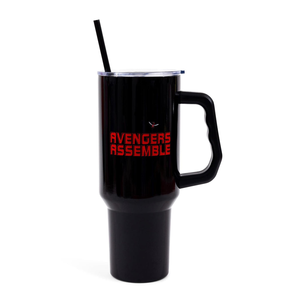 Marvel Comics The Avengers 40-Ounce Black Stainless Steel Tumbler With Handle