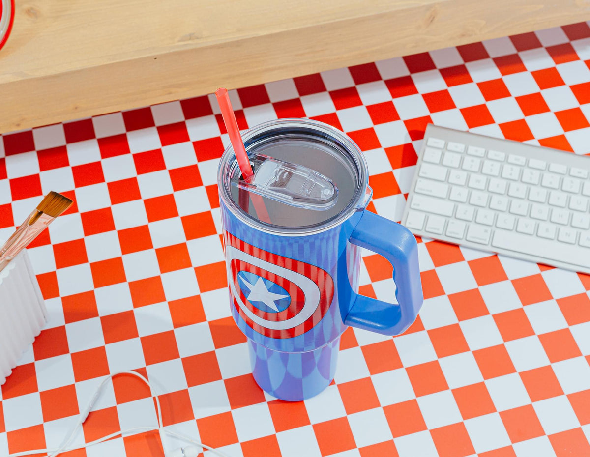 Marvel Comics Captain America 40-Ounce Stainless Steel Tumbler With Handle