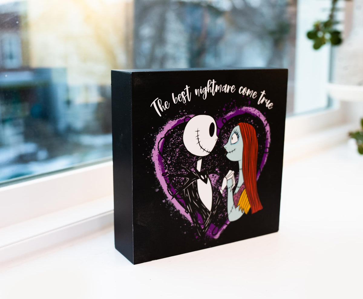 Disney The Nightmare Before Christmas Jack & Sally Box Wall Sign | 6 x 6 Inches